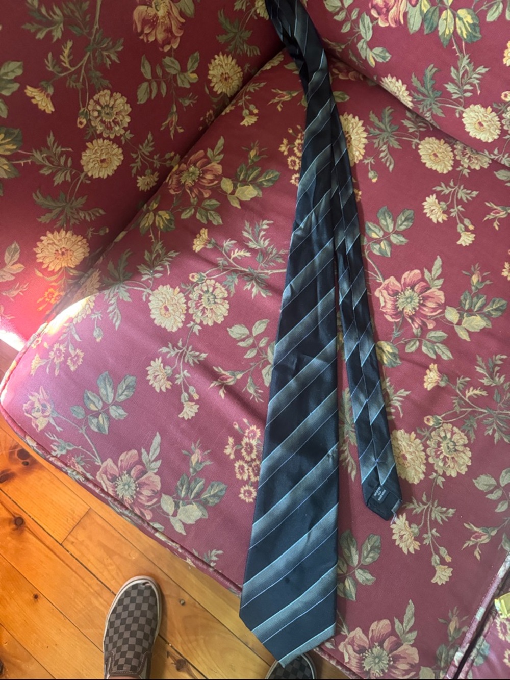 Classic Navy Striped Silk Tie - Blue and Light Blue